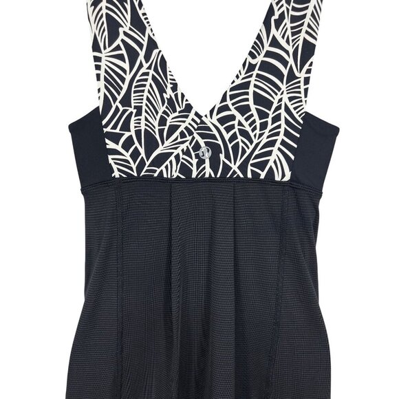 Lululemon Hustle Bustle Tank Top Size 4 Black Ivory Leaf Tropical Women NWT New - Picture 6 of 8